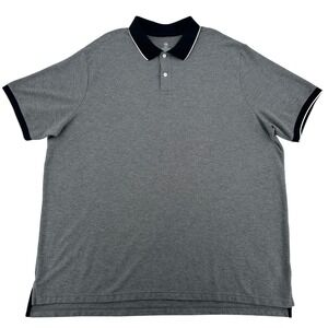 HB Heather Gray Polo Shirt Black Trim Preppy Short Sleeve Men 4XLT Extra Tall